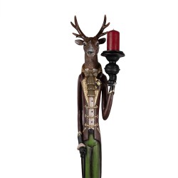 Clayre & Eef Candle holder Deer 26x19x160 cm Red Plastic