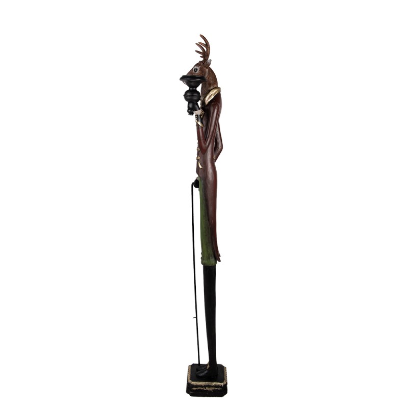 Clayre & Eef Candle holder Deer 26x19x160 cm Red Plastic