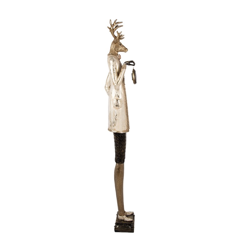 Clayre & Eef Décoration de Noël Image Cerf 27x21x160 cm Beige Plastique Horloge
