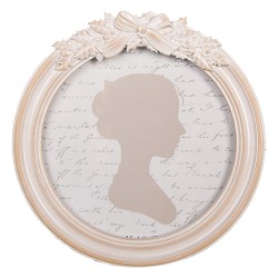 Clayre & Eef Photo Frame Ø 13 cm Beige Plastic