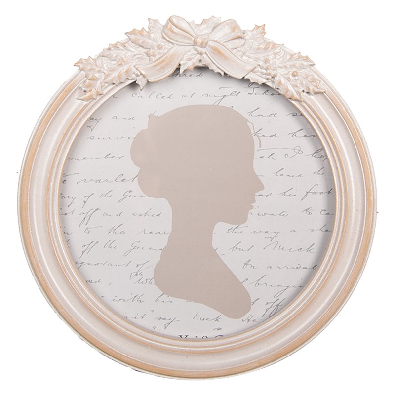 Clayre & Eef Photo Frame Ø 13 cm Beige Plastic