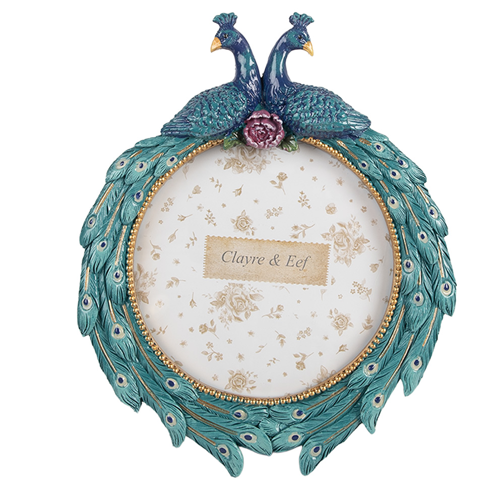 Clayre & Eef Fotolijst Ø 13 cm Blauw Kunststof afbeelding 1