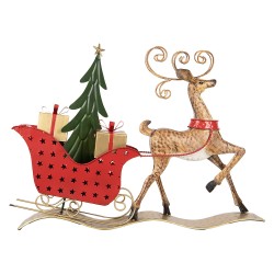 Clayre & Eef Statuetta decorativa di Natale Cervo 68x11x50 cm Marrone Metallo