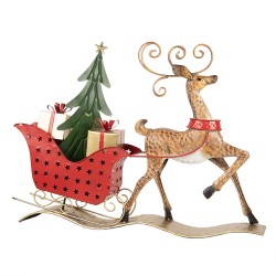 Clayre & Eef Statuetta decorativa di Natale Cervo 68x11x50 cm Marrone Metallo