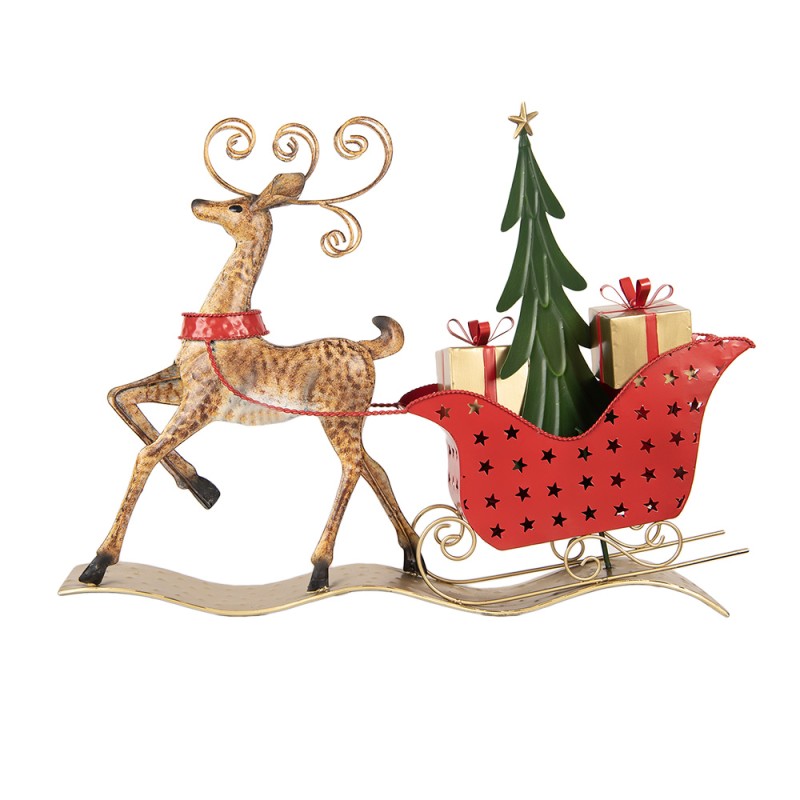 Clayre & Eef Statuetta decorativa di Natale Cervo 68x11x50 cm Marrone Metallo