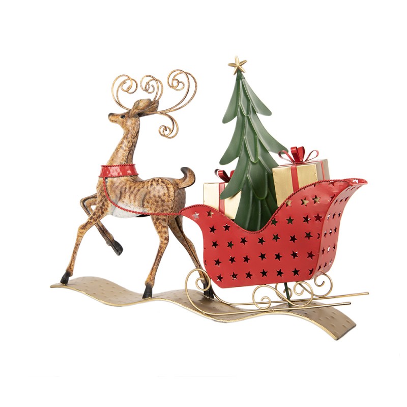 Clayre & Eef Statuetta decorativa di Natale Cervo 68x11x50 cm Marrone Metallo