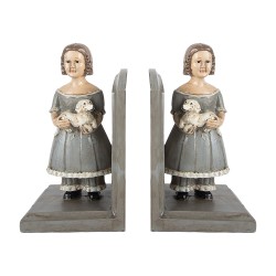 Clayre & Eef Buchstützen 2er-Set 23x11x22 cm Grau Kunststoff