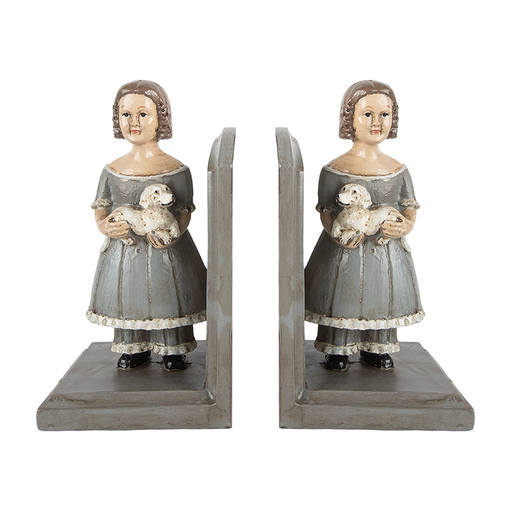 Clayre&Eef Boekensteunen Set van 2 23x11x22 cm Grijs Kunststof afbeelding