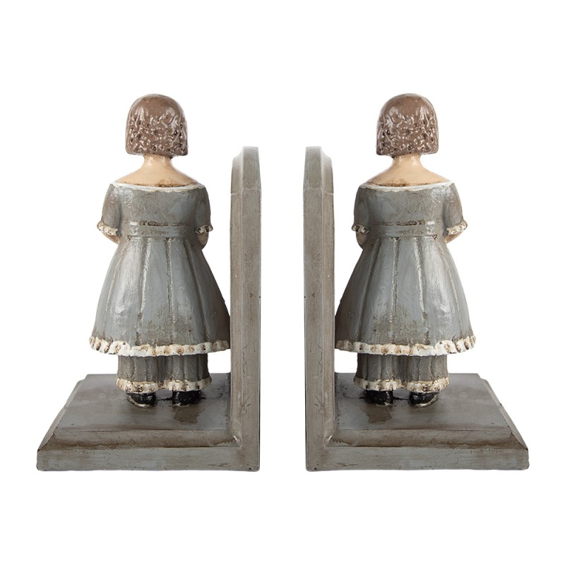 Clayre & Eef Buchstützen 2er-Set 23x11x22 cm Grau Kunststoff