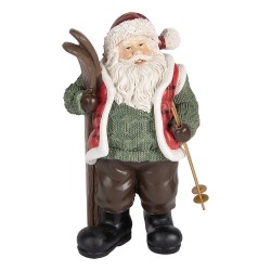 Clayre & Eef Weihnachtsdekorationsfigur Weihnachtsmann 15x11x25 cm Grün Rot Kunststoff