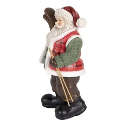 Clayre & Eef Weihnachtsdekorationsfigur Weihnachtsmann 15x11x25 cm Grün Rot Kunststoff