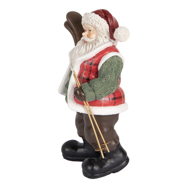 Clayre & Eef Weihnachtsdekorationsfigur Weihnachtsmann 15x11x25 cm Grün Rot Kunststoff