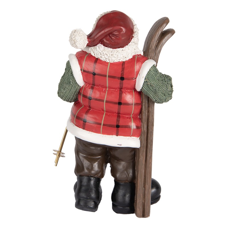 Clayre & Eef Weihnachtsdekorationsfigur Weihnachtsmann 15x11x25 cm Grün Rot Kunststoff