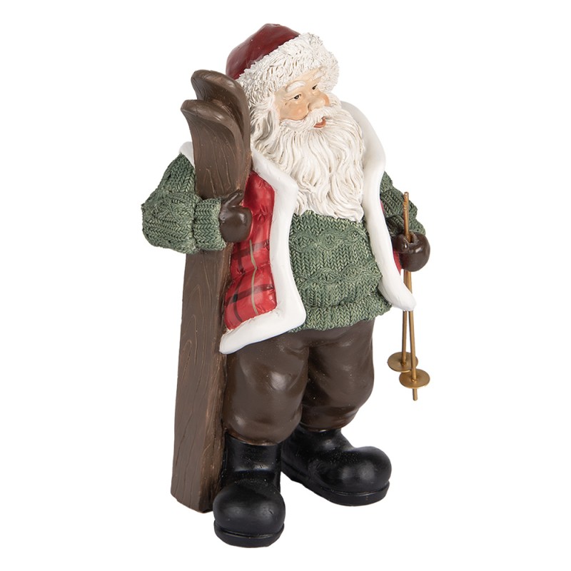 Clayre & Eef Weihnachtsdekorationsfigur Weihnachtsmann 15x11x25 cm Grün Rot Kunststoff