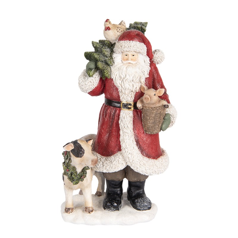 Clayre & Eef Statuetta decorativa di Natale Babbo Natale 17x16x30 cm Rosso Plastica