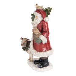 Clayre & Eef Statuetta decorativa di Natale Babbo Natale 17x16x30 cm Rosso Plastica