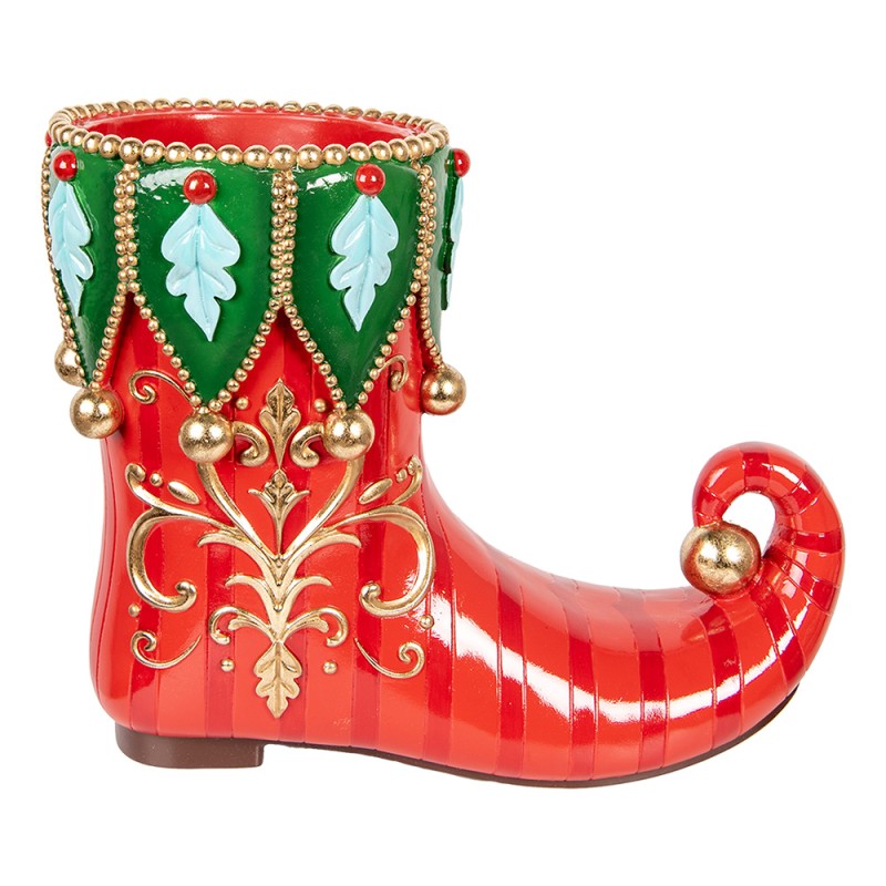 Clayre & Eef Weihnachtsdekorationsfigur Stiefel 55x28x44 cm Rot Kunststoff