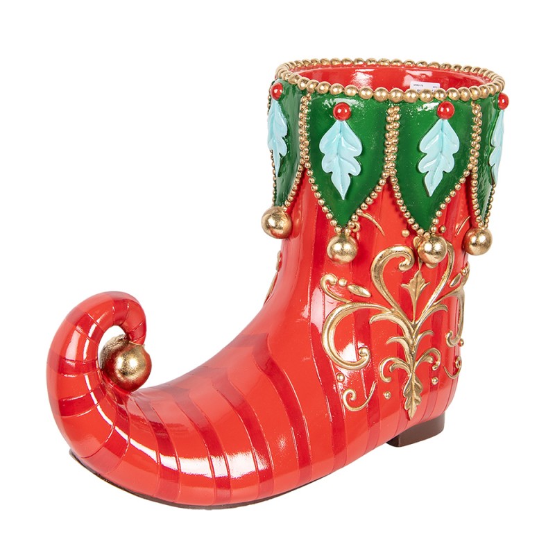 Clayre & Eef Weihnachtsdekorationsfigur Stiefel 55x28x44 cm Rot Kunststoff
