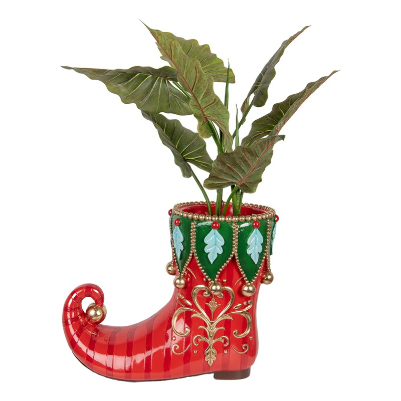 Clayre & Eef Weihnachtsdekorationsfigur Stiefel 55x28x44 cm Rot Kunststoff