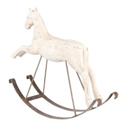Clayre & Eef Decoratie Beeld Hobbelpaard 61x15x51 cm Wit Kunststof