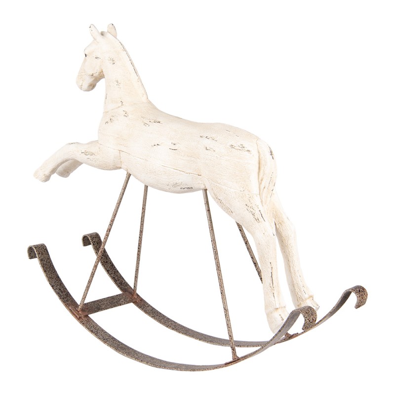 Clayre & Eef Decoratie Beeld Hobbelpaard 61x15x51 cm Wit Kunststof