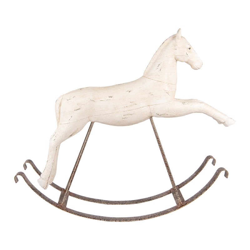 Clayre & Eef Decoratie Beeld Hobbelpaard 61x15x51 cm Wit Kunststof