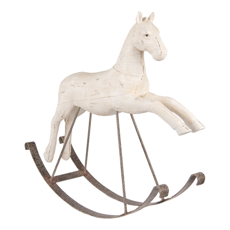 Clayre & Eef Decoratie Beeld Hobbelpaard 61x15x51 cm Wit Kunststof