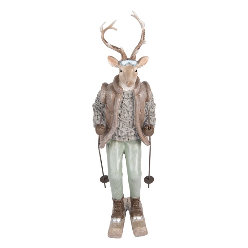 Clayre & Eef Decoratie Beeld Hert 16x11x33 cm Bruin Kunststof