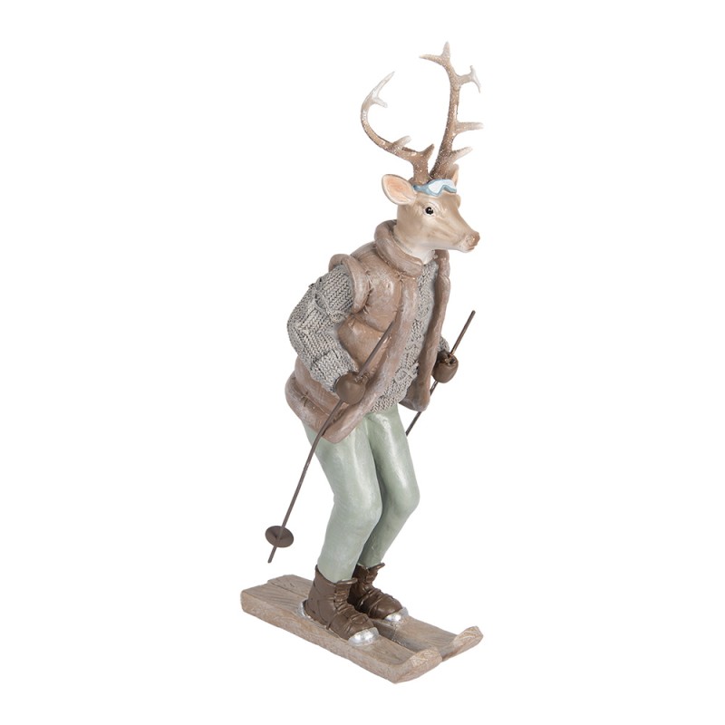 Clayre & Eef Decoratie Beeld Hert 16x11x33 cm Bruin Kunststof