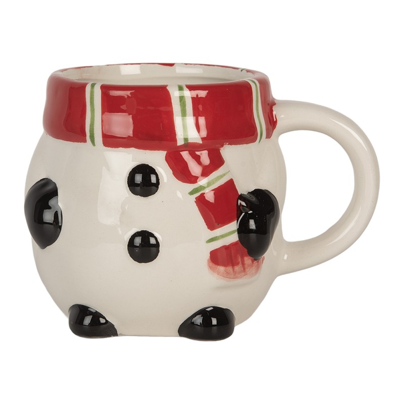 Clayre & Eef Tasse Weihnachtsmann;Schneemann 300/375 ml Weiß Rot Keramik