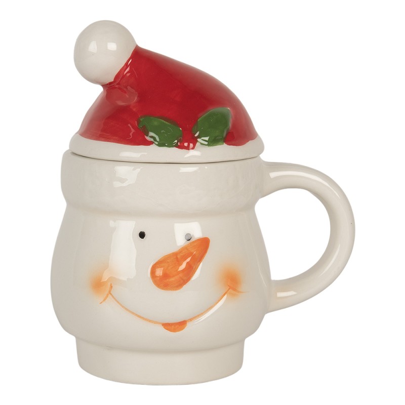 Clayre & Eef Tasse Weihnachtsmann;Schneemann 300/375 ml Weiß Rot Keramik