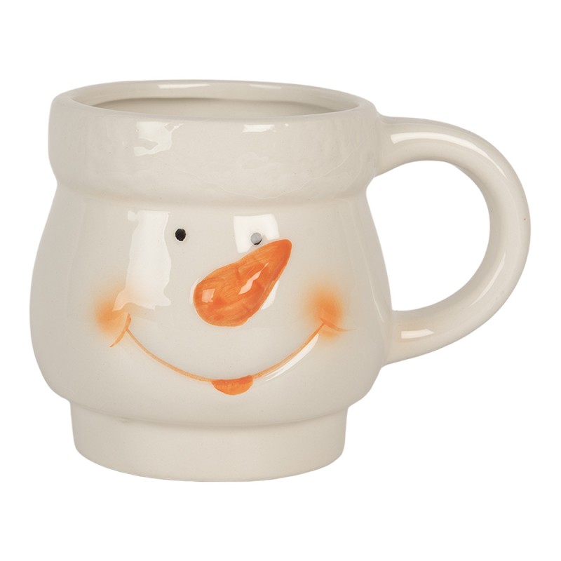 Clayre & Eef Tasse Weihnachtsmann;Schneemann 300/375 ml Weiß Rot Keramik