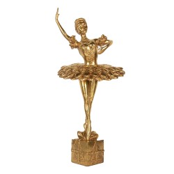 Clayre & Eef Statuetta decorativa di Natale Ballerina 20x17x45 cm Color oro Plastica