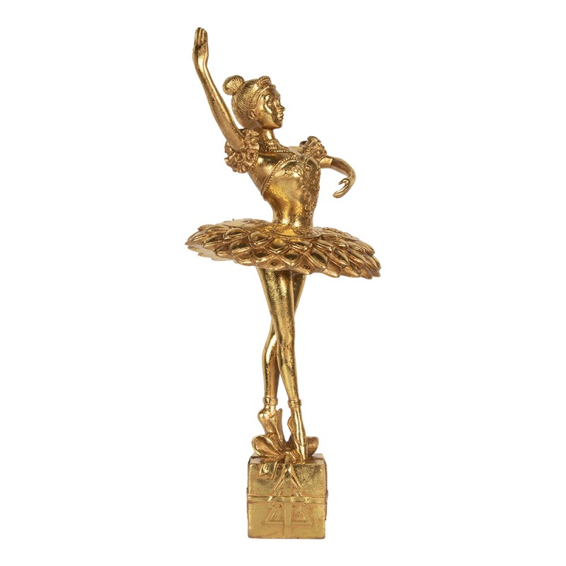 Clayre & Eef Statuetta decorativa di Natale Ballerina 20x17x45 cm Color oro Plastica
