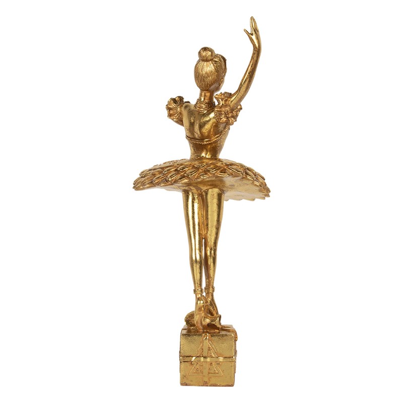 Clayre & Eef Statuetta decorativa di Natale Ballerina 20x17x45 cm Color oro Plastica