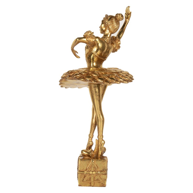 Clayre & Eef Statuetta decorativa di Natale Ballerina 20x17x45 cm Color oro Plastica