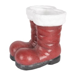 Clayre & Eef Décoration de Noël Image Chaussures 22x22x23 cm Rouge Terre cuite