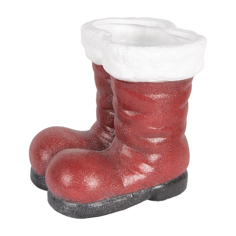 Clayre & Eef Décoration de Noël Image Chaussures 22x22x23 cm Rouge Terre cuite