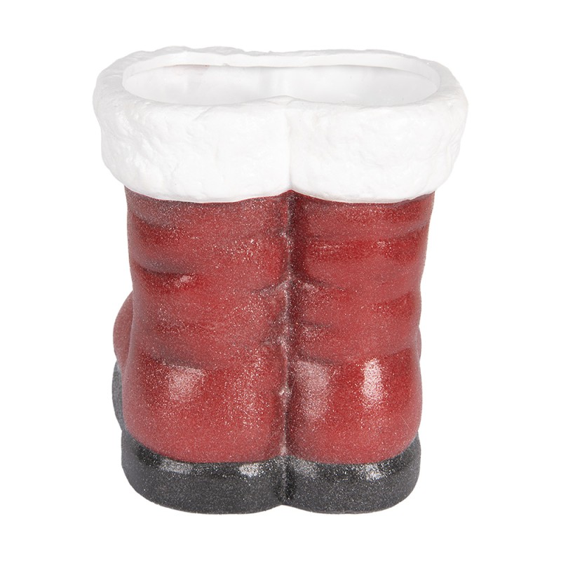 Clayre & Eef Décoration de Noël Image Chaussures 22x22x23 cm Rouge Terre cuite