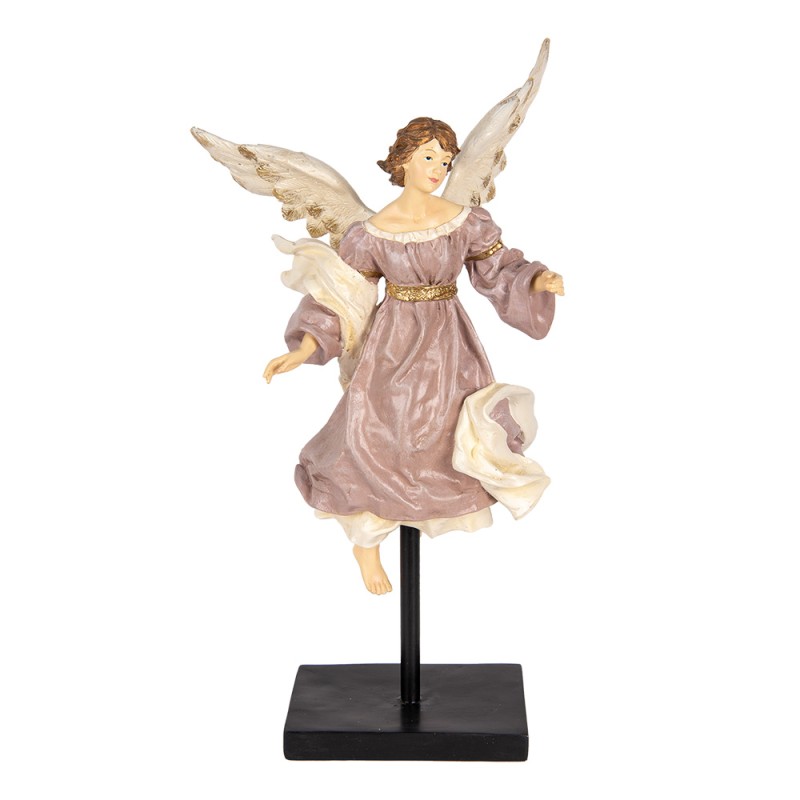 Clayre & Eef Decoratie Beeld Engel 23x21x42 cm Beige Kunststof