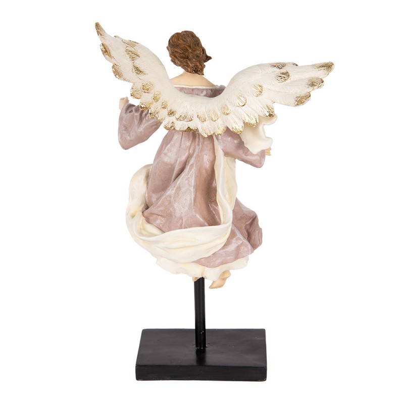 Clayre & Eef Decoratie Beeld Engel 23x21x42 cm Beige Kunststof