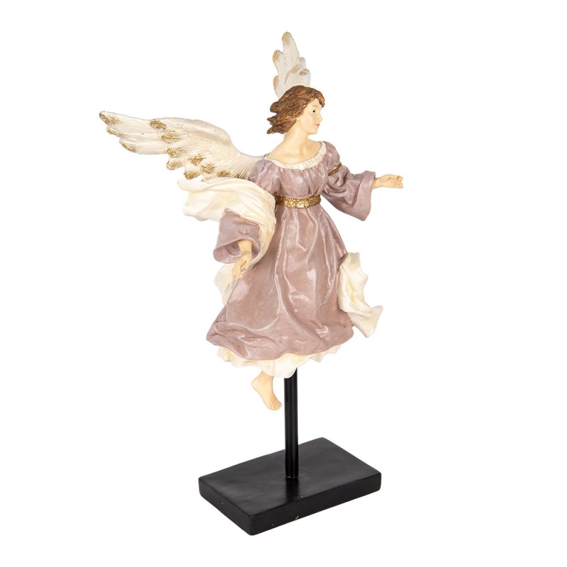 Clayre & Eef Decoratie Beeld Engel 23x21x42 cm Beige Kunststof