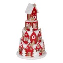 Clayre & Eef Maison en pain d'épices avec LED Ø 13x22 cm Rouge Plastique