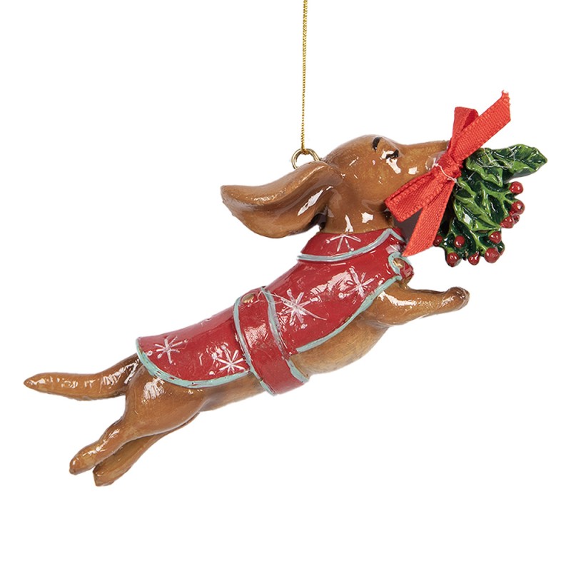 Clayre & Eef Kersthanger Hond 12x2x4 cm Bruin Kunststof
