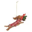 Clayre & Eef Kersthanger Hond 12x2x4 cm Bruin Kunststof