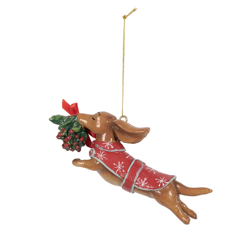 Clayre & Eef Kersthanger Hond 12x2x4 cm Bruin Kunststof
