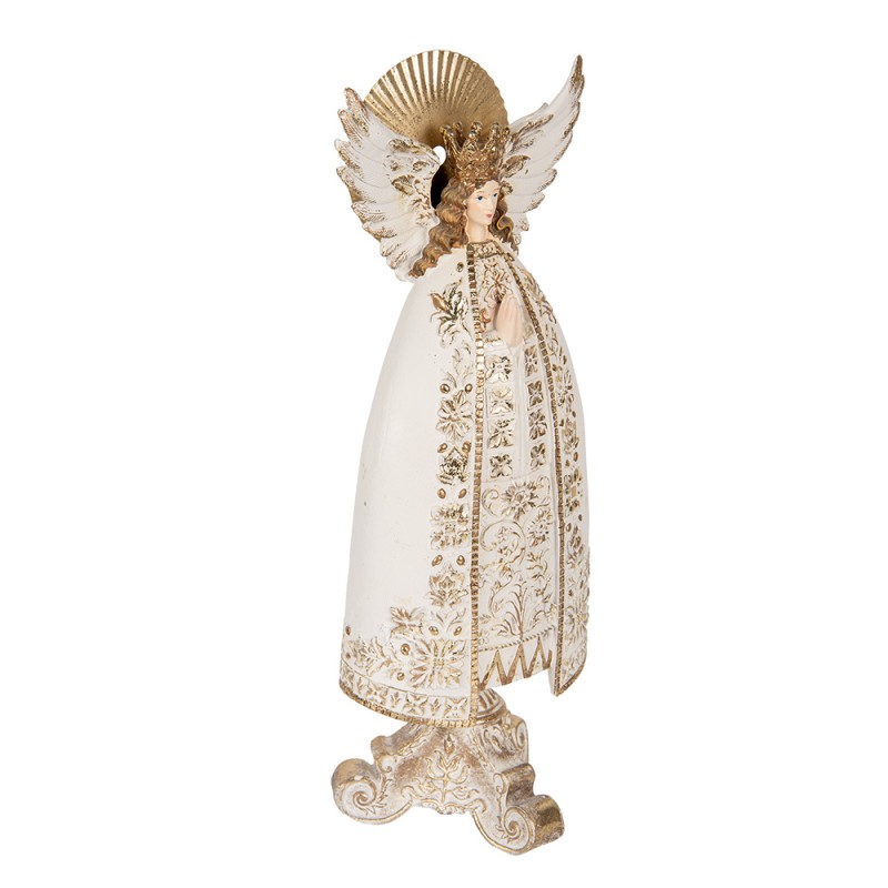 Clayre & Eef Decoratie Beeld Engel 16x12x41 cm Beige Kunststof