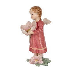 Clayre & Eef Decoratie Beeld Engel 7x6x12 cm Roze Kunststof