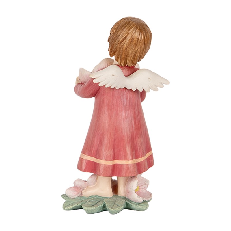 Clayre & Eef Decoratie Beeld Engel 7x6x12 cm Roze Kunststof