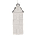 Clayre & Eef Weihnachtsanhänger Haus 4x4x11 cm Weiß Kunststoff